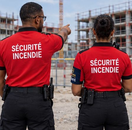 Agents de sécurité incendie sur un chantier