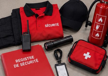 Équipement de l'agent : tenue, radio, lampe, registre de sécurité, trousse de secours